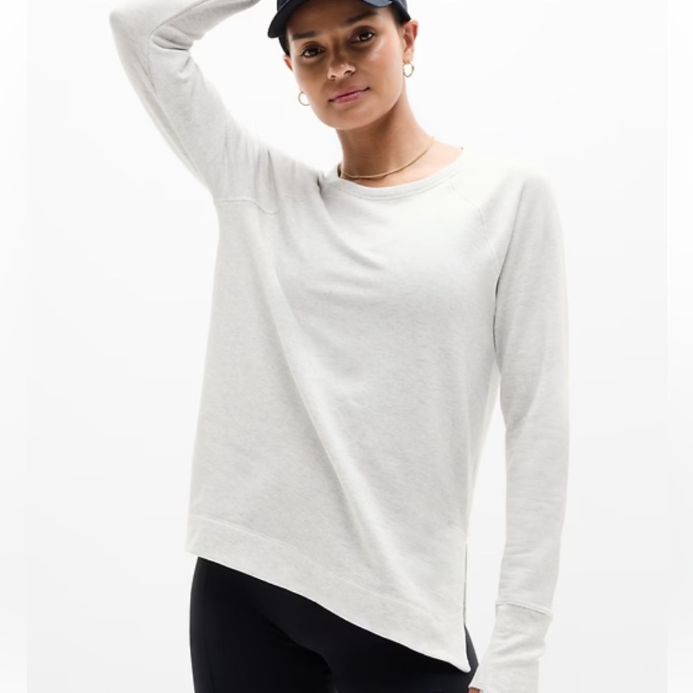Athleta coastal sweatshirt 2x soft ultra luxe fog gray stretch thumb holes